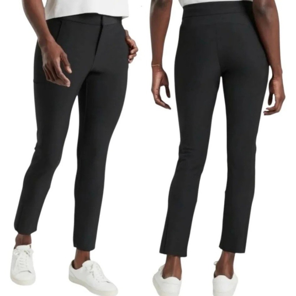 Athleta Women's Size 8 Black Slim Leg Ankle Zip Stellar Trouser Pants